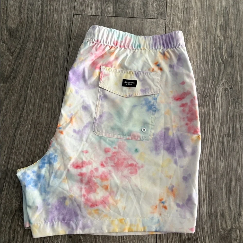 Abercrombie & Fitch  Stretch Pastel Tie-Dye Swim Trunks multicolor Size XXL